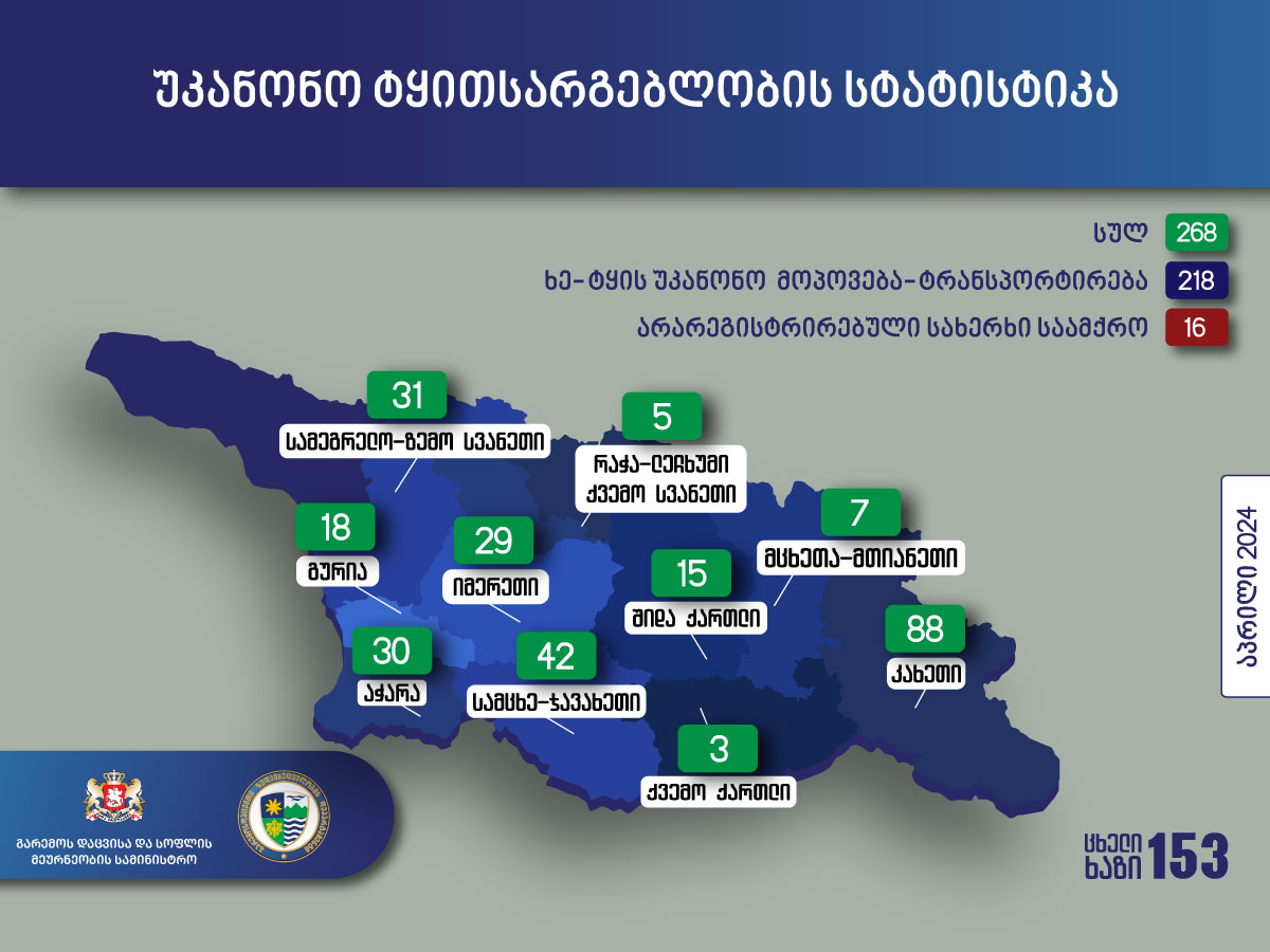 აპრილში უკანონო ტყითსარგებლობის 268 ფაქტი გამოავლინეს